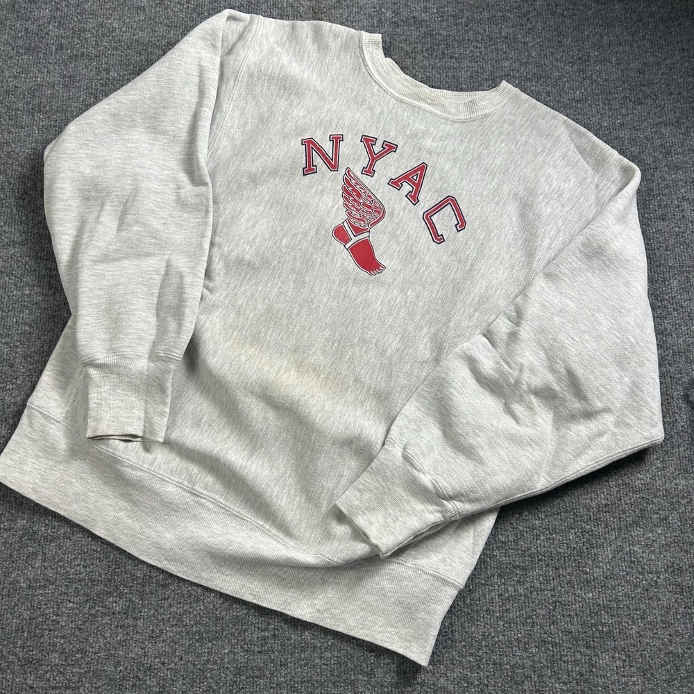 Champion Reverse Weave Sweatshirt Mens Large Gray NYAC Winged Foot Graphic